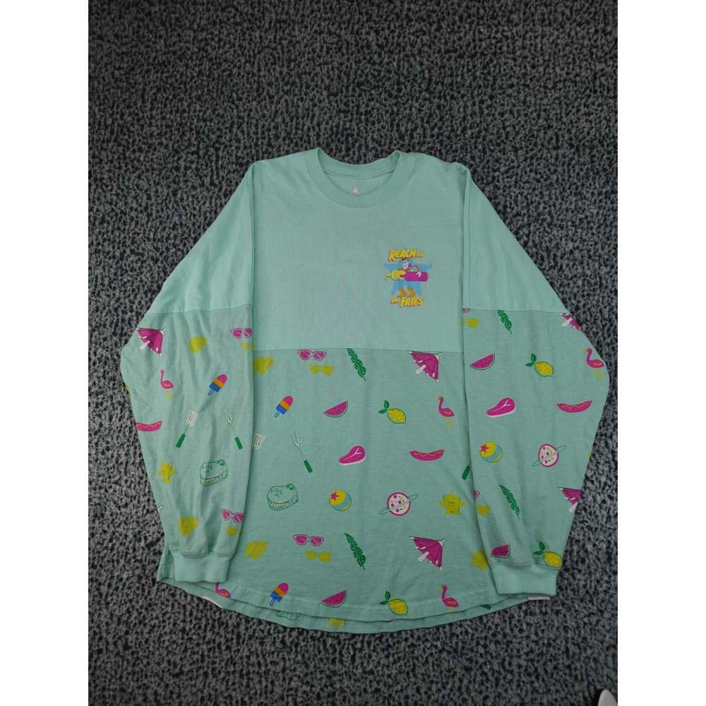 Disney Spirit Jersey Toy Story Woody Shirt‎ XL Mint Green Reach For The Fries